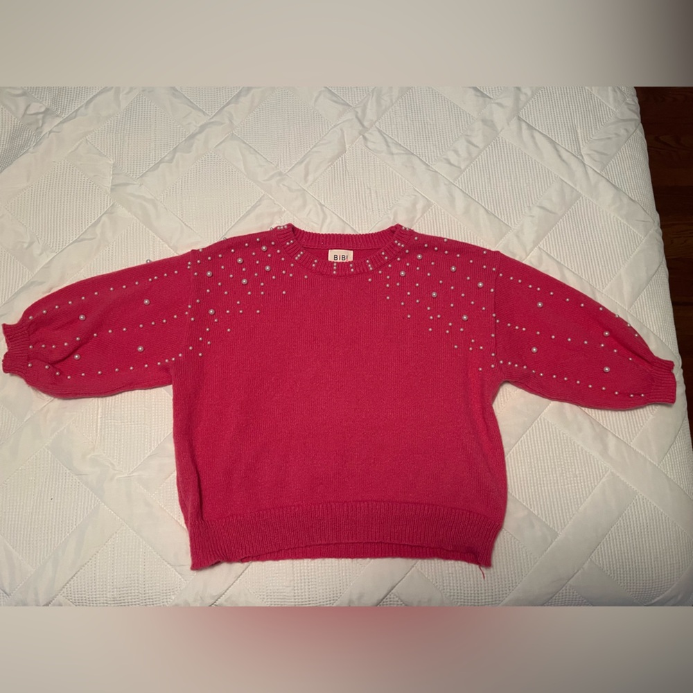 BiBi Vibrant Pink Knit with Pearl Details